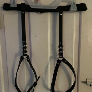 Faux leather waist and thigh harness